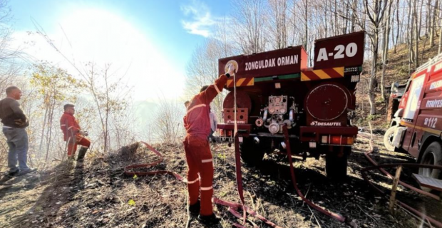Zonguldak’ta orman yangını büyümeden söndürüldü